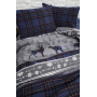 Фланелевое постельное белье First Choice " Happiness Navy Blue "