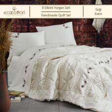 Одеяло ручной работы + постельное белья  Ecocotton" Ezgi Krem"